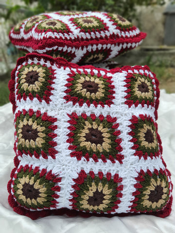 Handmade Granny Square Crochet Cushion Covers (Set of 5)