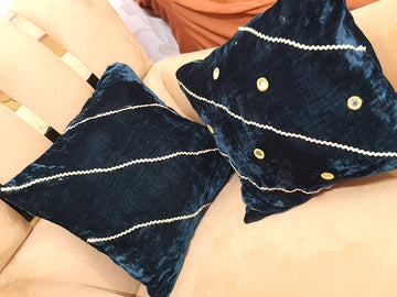 Velvet Navy Cushion Covers – Handcrafted Elegance
