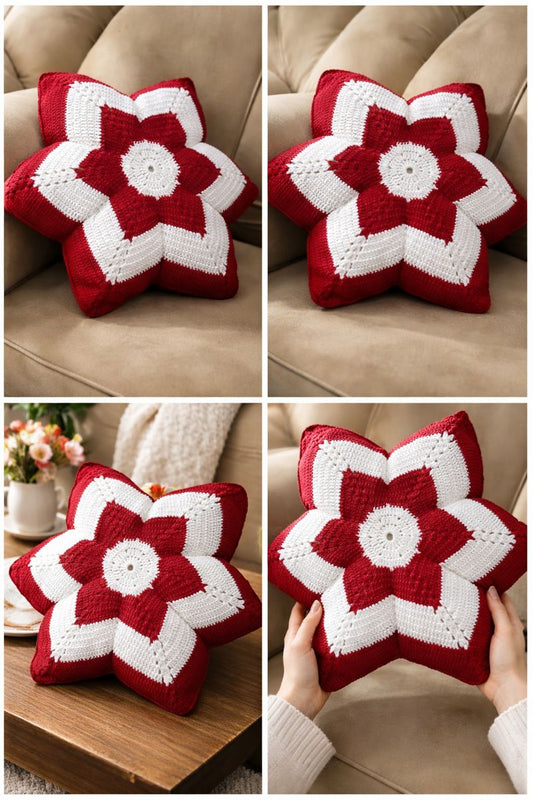 Handcrafted Flower-Shaped Crochet Pillows (Set of 5)